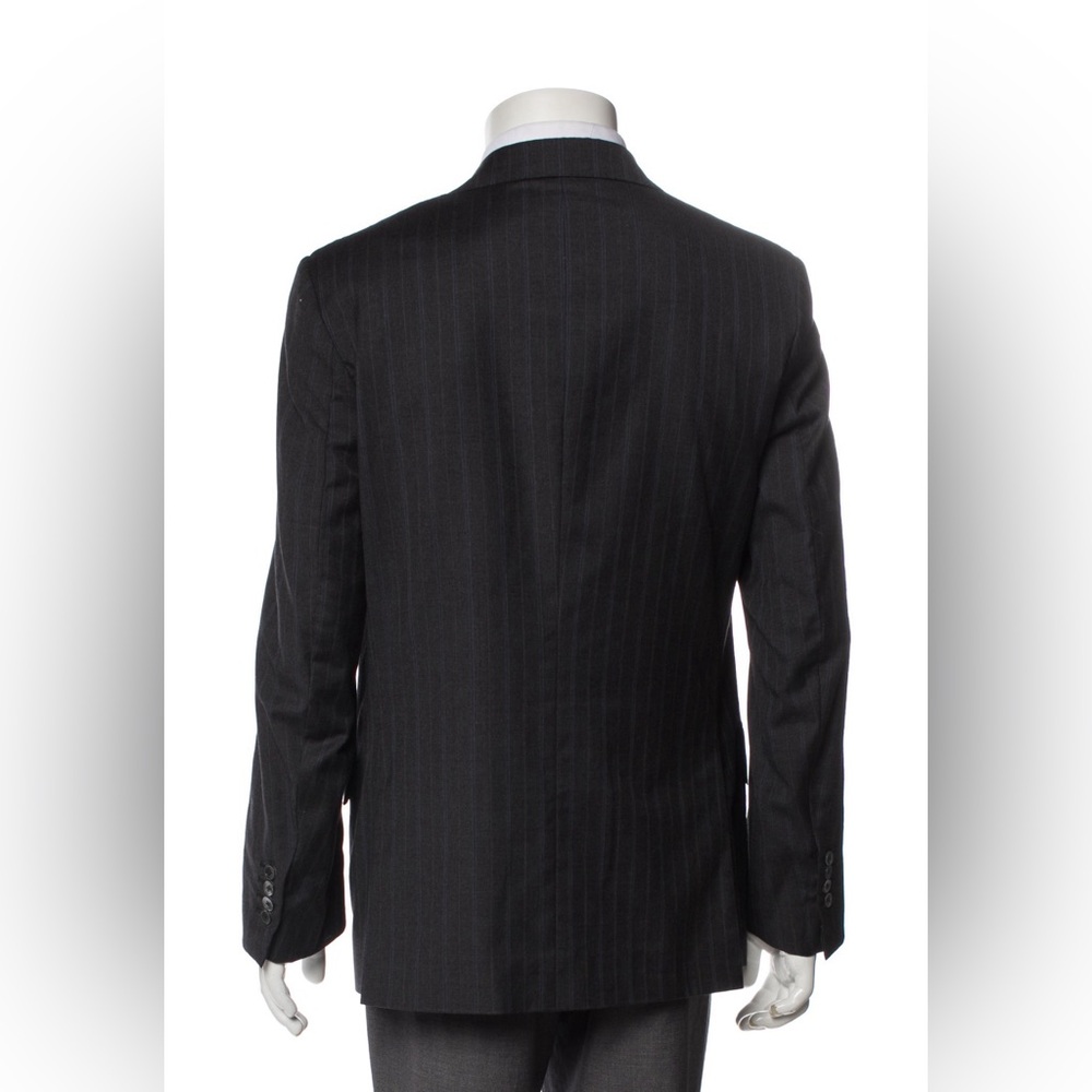 Isaia Recent Striped Charcoal + Blue Wool Blazer - 38r View 6